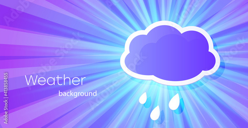 Illustration of cloud and rain on a blue spectral background.