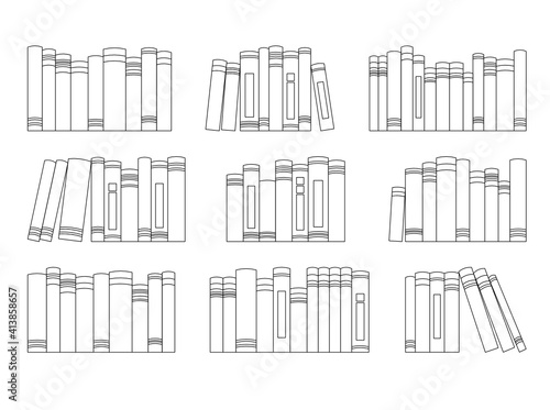 Printable Book Tracker. Many books on a bookshelf vector illustration
