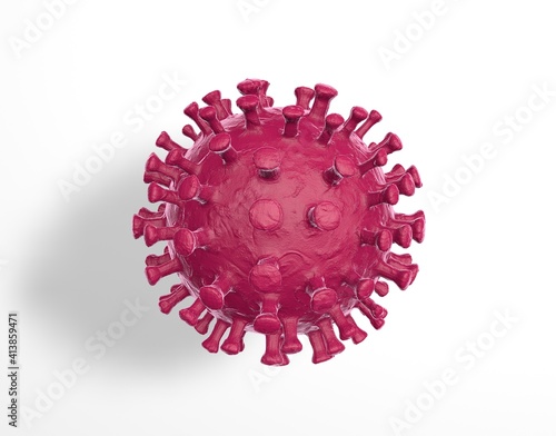 Pink and blue viruses and bacteria of various shapes against a white background. Concept of science and medicine. 3d rendering