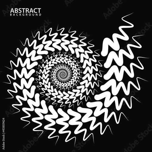 Abstract white shape in nautilus form. Geometric art. Design element for logo, prints, blackout tattoo, sign, symbol, abstract background, template and textile pattern