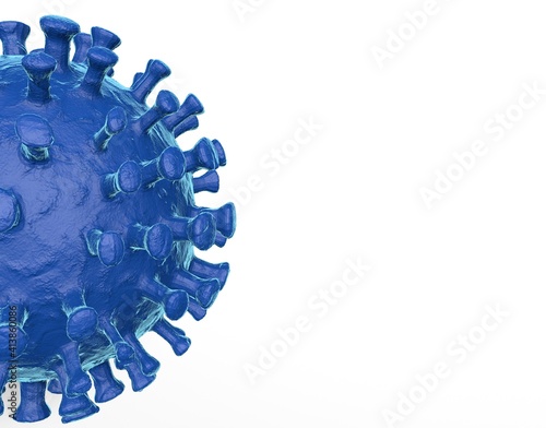 The blue body of the virus. The body of the coronavirus. The body of the virus on a white background.