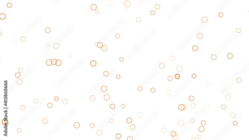 Orange bubbles, rings flying and moving up on white background. Modern simple animated motion elements screensaver in 4K on white background. Orange bubbles, rings flying and moving up on white background. Modern simple animated motion elements screensaver in 4K on white background.