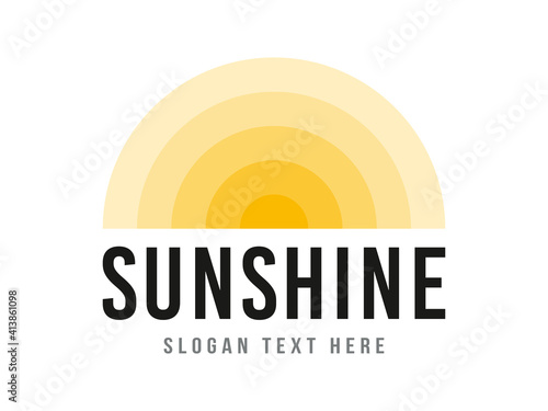 Modern sunshine logo template with abstract, minimal and geometric style. photo