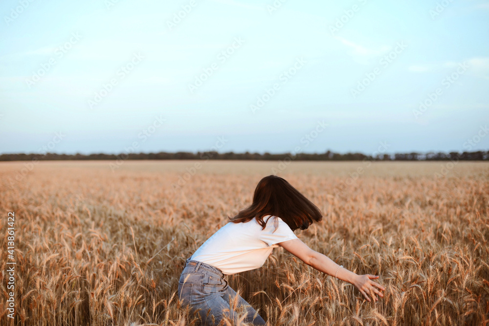 Portrait of young woman standing on wheat field against sky Portrait of young woman standing on wheat field against sky