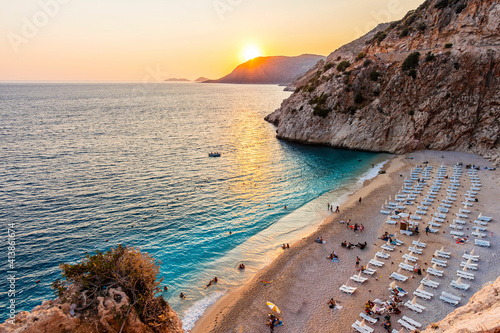 Fototapeta Naklejka Na Ścianę i Meble -  Kaputas Beach view from top. Kaputas beach is on the Turkish Mediterranean coast, and an important tourist destination.