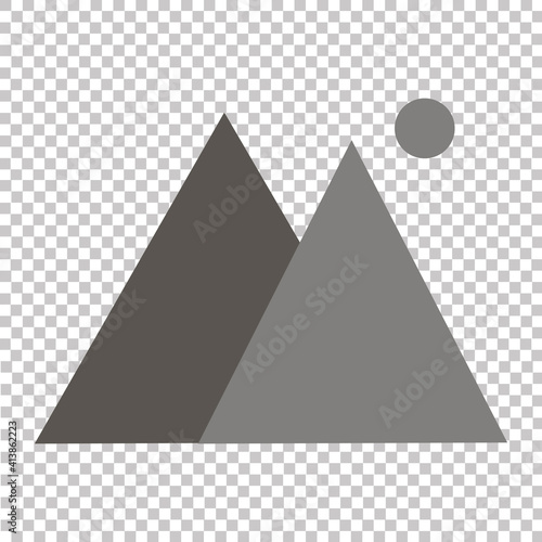 Mountains icon. Vector mountain icon on background