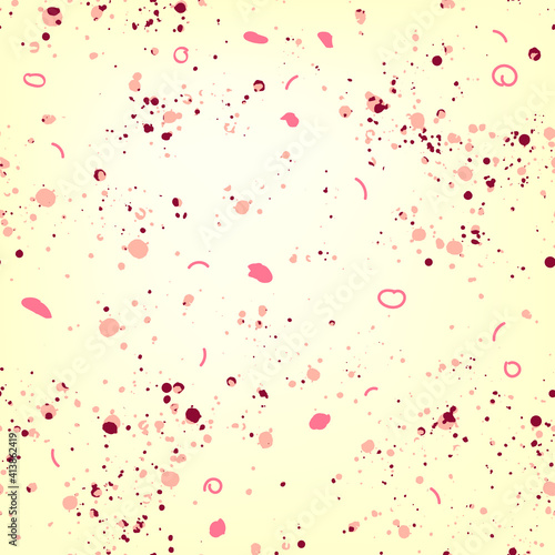 Pink black paint splashes and geometric shapes  monochrome seamless pattern with chaotic shapes. Abstract simple vector illustration for printing onto fabric  paper  background for web  mobile phone
