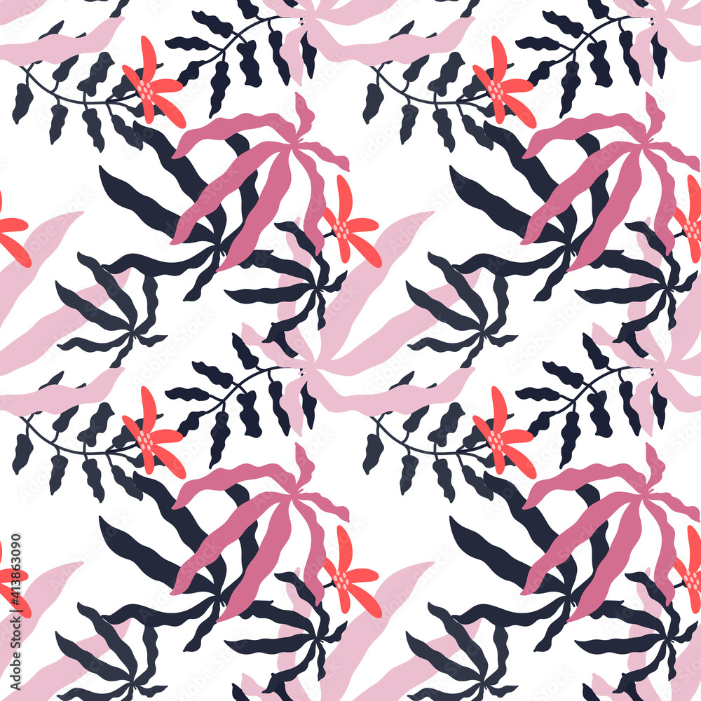 Abstract seamless pattern with leaves on a white background. Vector image for textiles, wallpapers, postcards, wrapping paper. Abstract seamless pattern with leaves on a white background. Vector image for textiles, wallpapers, postcards, wrapping paper.