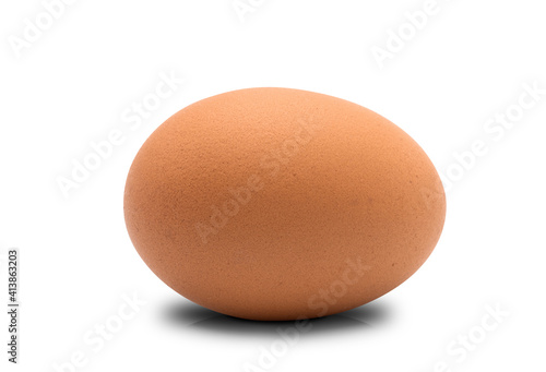 Close up of chicken egg isolated on white background, high resolution image