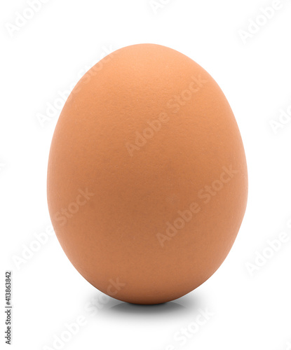Close up of chicken egg, isolated on white background, high resolution image