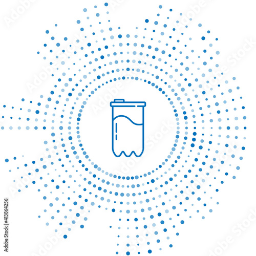 Blue line Water filter cartridge icon isolated on white background. Abstract circle random dots. Vector.