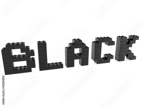 BLACK concept from black toy bricks to white