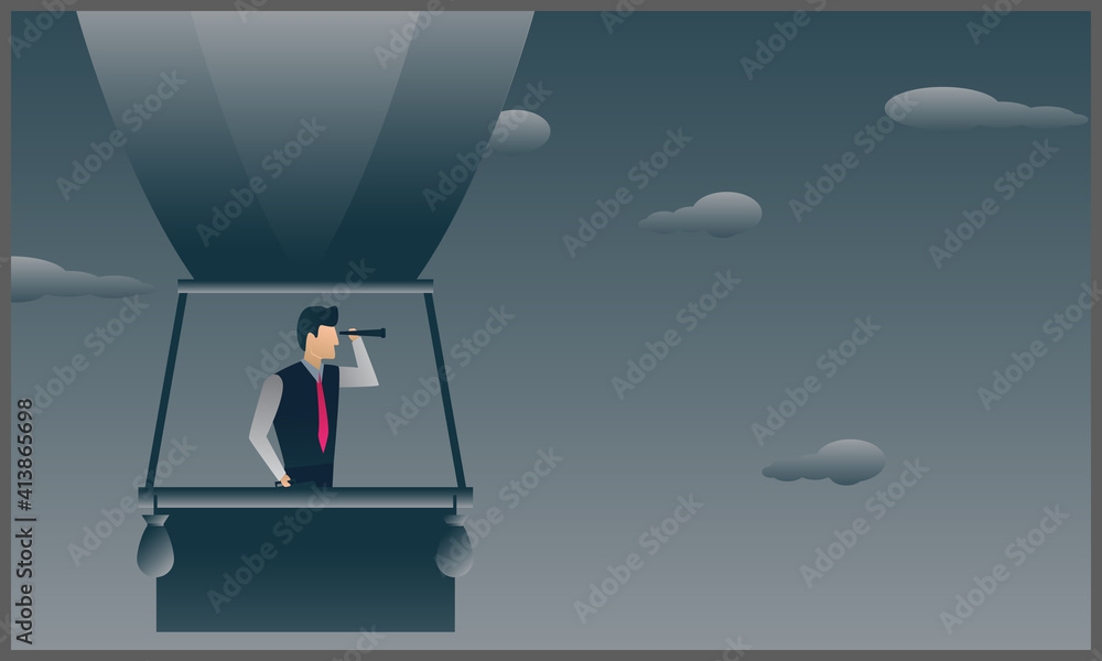vector illustration of a businessman looking a binoculars on a hot air balloon
vector illustration of a businessman looking a binoculars on a hot air balloon