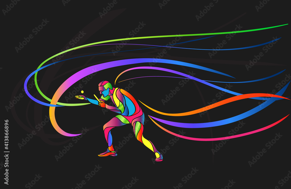 Fototapeta premium Table tennis sport. Ping pong abstract colorful player