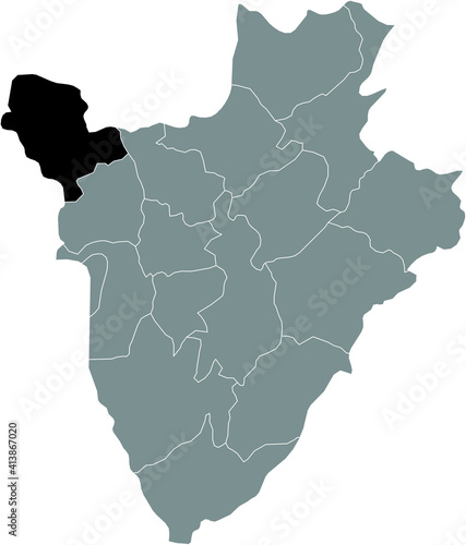 Black location map of the Burundian Cibitoke province inside gray map of Burundi