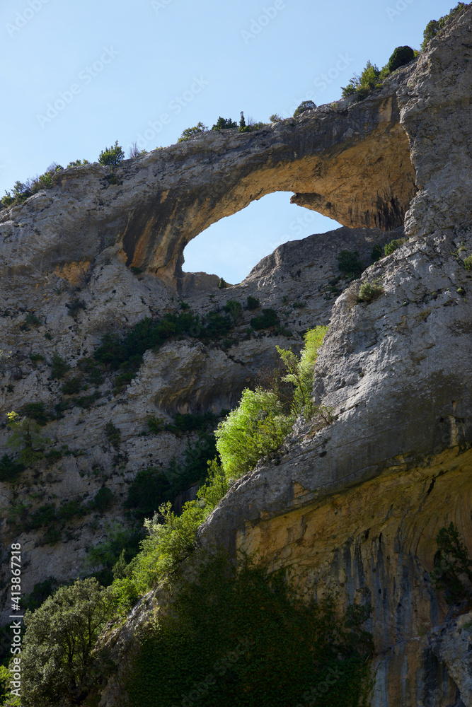 Hole in the rock that looks like a dolphin, Mascun Ravine in Guara Mountains. Hole in the rock that looks like a dolphin, Mascun Ravine in Guara Mountains.