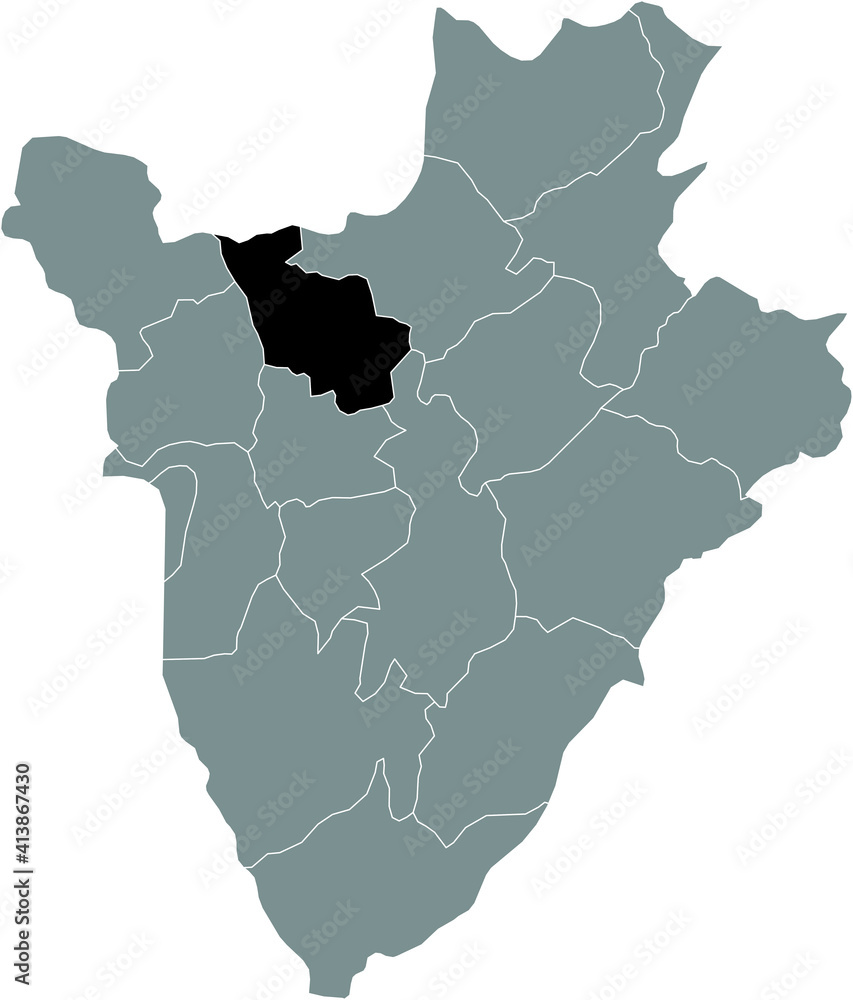 Black location map of the Burundian Kayanza province inside gray map of Burundi Black location map of the Burundian Kayanza province inside gray map of Burundi