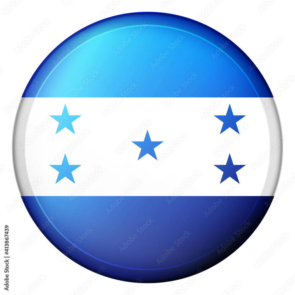 Glass light ball with flag of Honduras. Round sphere, template icon. national symbol. Glossy realistic ball, 3D abstract vector illustration highlighted on a white background. Big bubble. Glass light ball with flag of Honduras. Round sphere, template icon. national symbol. Glossy realistic ball, 3D abstract vector illustration highlighted on a white background. Big bubble.