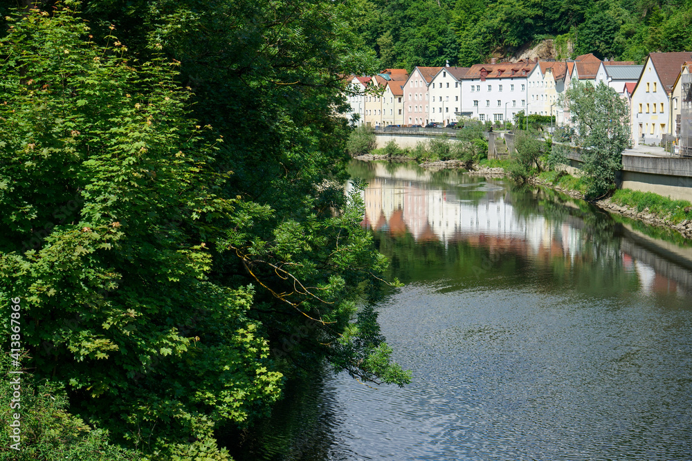 The Danube and its old waters are photographed in Bavaria near Regensburg