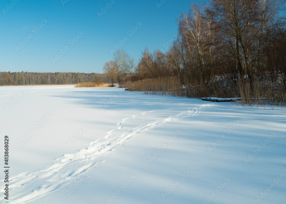 winter landscape with blue sky winter landscape with blue sky