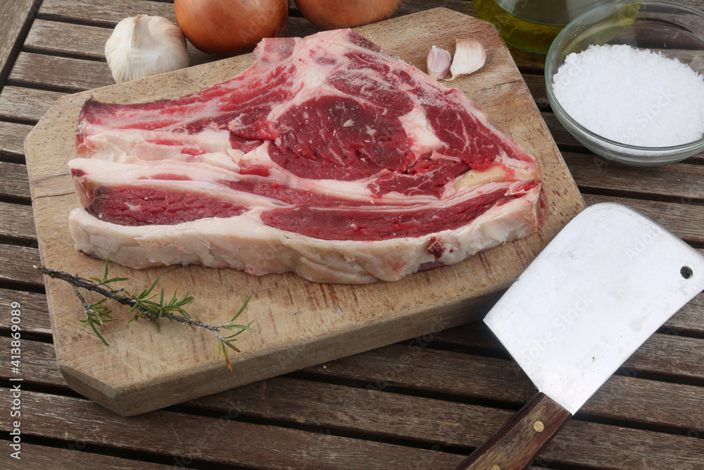 raw red caw meat entrecote raw red caw meat entrecote