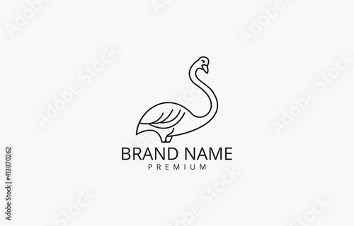 Vector of Swan Goose Line Art Logo Template