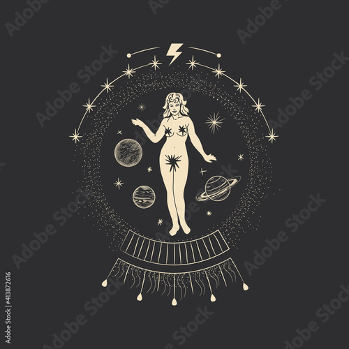 Vintage retro engraving style. the image of an animal in one line. Vector graphics