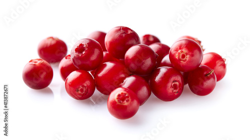 Bilde på lerret Lingonberry on white background