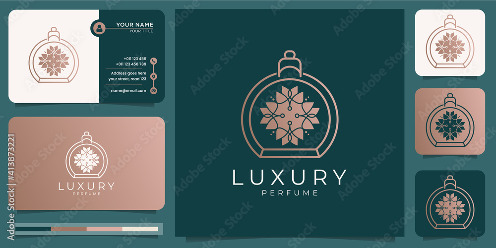 Luxurious floral perfume logo template. logo for salon,beauty,skin