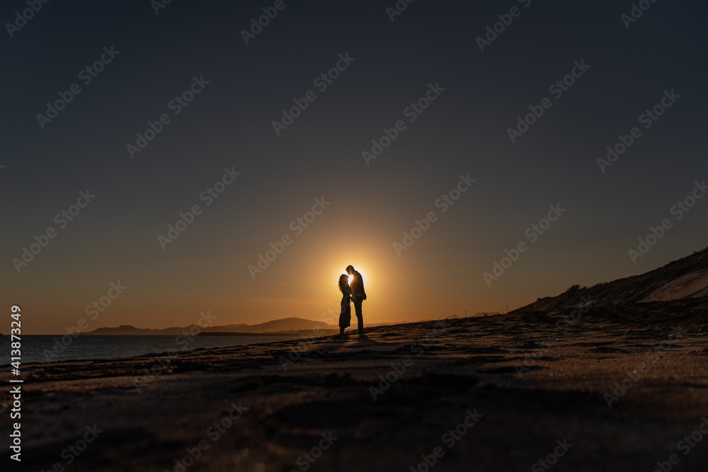 silhouette of a person in the desert