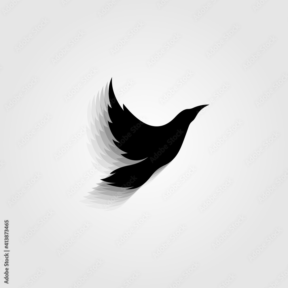 Fototapeta premium black bird flying icon symbol vector illustration design
