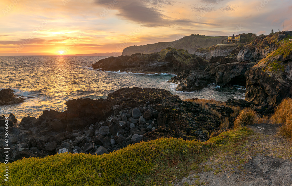 Fantastic sunset landscape on the island of São Miguel, Azores Fantastic sunset landscape on the island of São Miguel, Azores