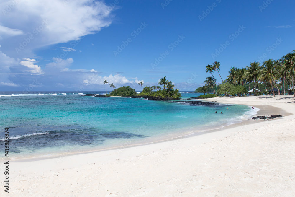 Small clear turquoise waters bay, with sandy white beach (Matareva) Small clear turquoise waters bay, with sandy white beach (Matareva)