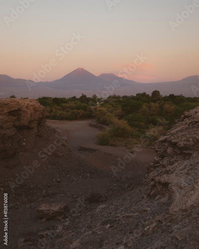 Licancabur Volcano at Sunset from San Pedro de Atacama
