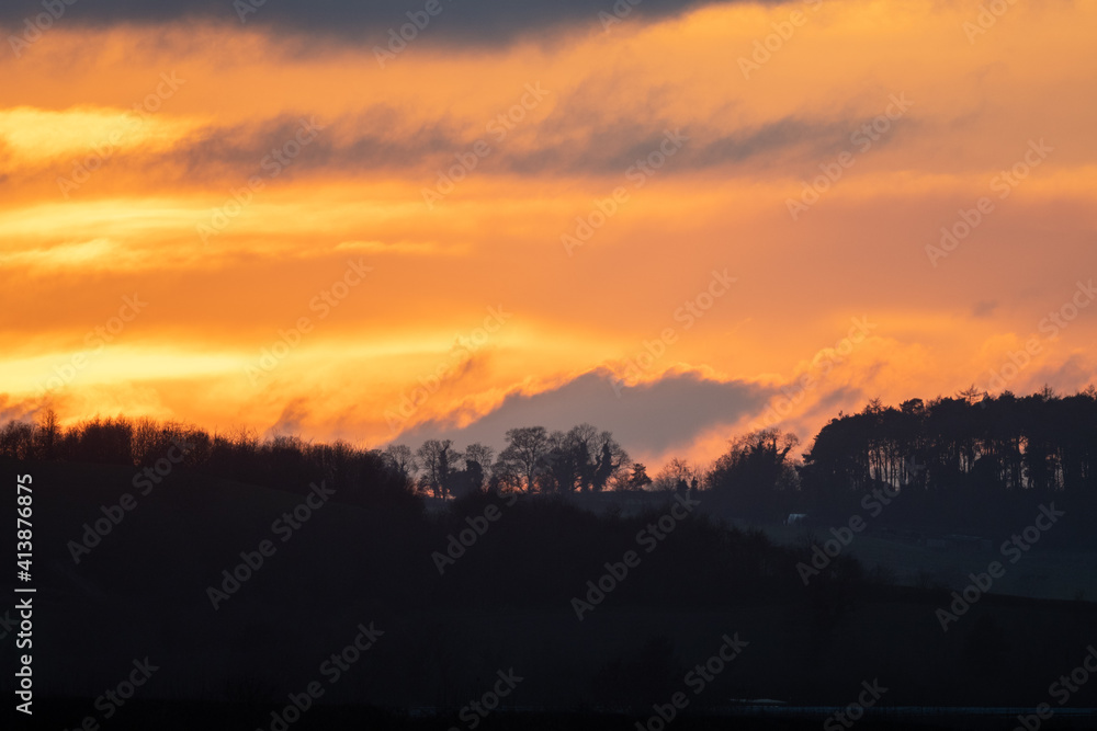 Fototapeta premium A stormy winter sunset