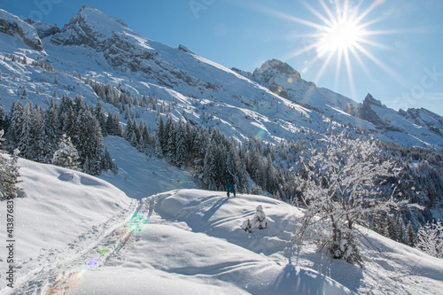 Ski touring under the sun, Aravis, French Alps