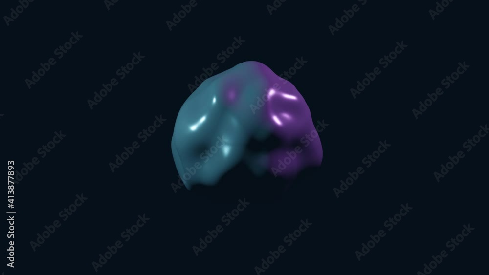 Abstract 3d object in neon colors moving and transforming on a black background. Minimal morphing motion graphic animated shape