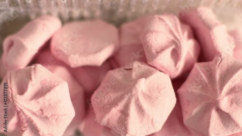 Wallpaper Mural Close up of man hand takes sweet airy mini marshmallows dessert from plastic box Torontodigital.ca