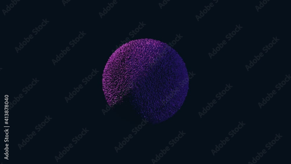 Abstract 3d object in neon colors moving and transforming on a dark background. Simple morphing motion graphic animated shape