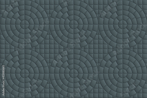 Vector seamless pavement texture. Gray street pavement seamless background. Grey realistic paving slabs. Geometric mosaic street tiles seamless pattern. Stone floor tiles. Top view.