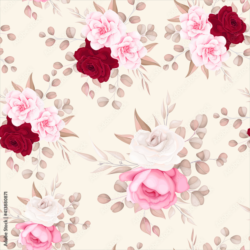 Elegant floral pattern with soft flowers