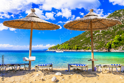 Fototapeta Naklejka Na Ścianę i Meble -  Best beaches of Skopelos island - Limnonari with amazing bay and turquoise sea. Sporades islands of Greece