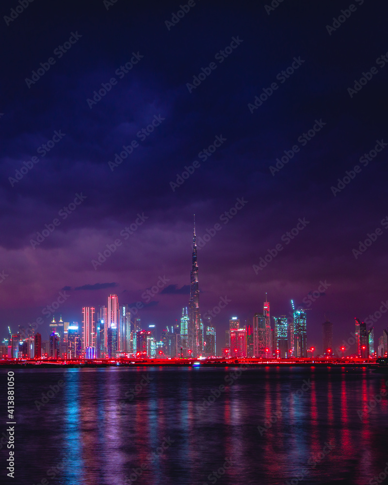City skyline at night City skyline at night