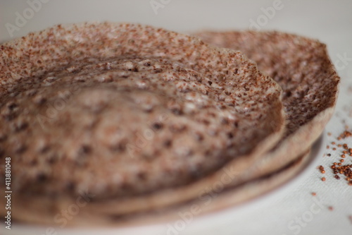 Hoppers made of finger millet also known as Ragi in India. photo