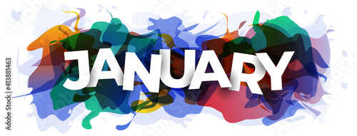 The word ''January'' on abstract colorful background. Vector illustration.