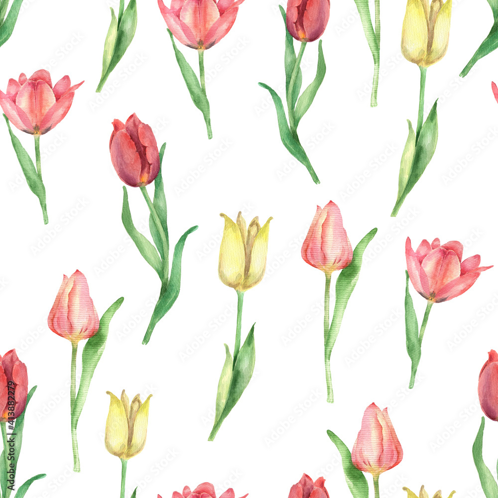 Tulip watercolor pattern Tulip watercolor pattern