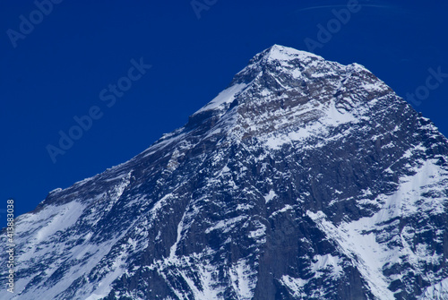 The peak of Mount Everest in the Khumbu Himalaya of Nepal of Nepal photo