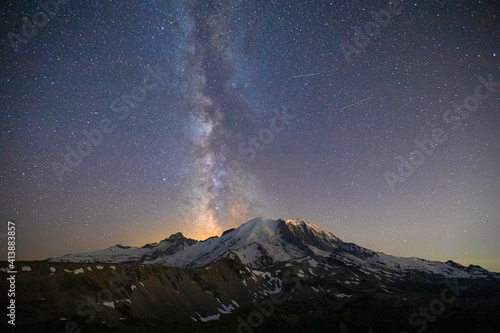 Stunning Milky Way Over Mt. Rainier in Mt. Rainier National Park
