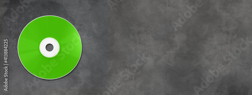 Green CD - DVD mockup template isolated on concrete background banner