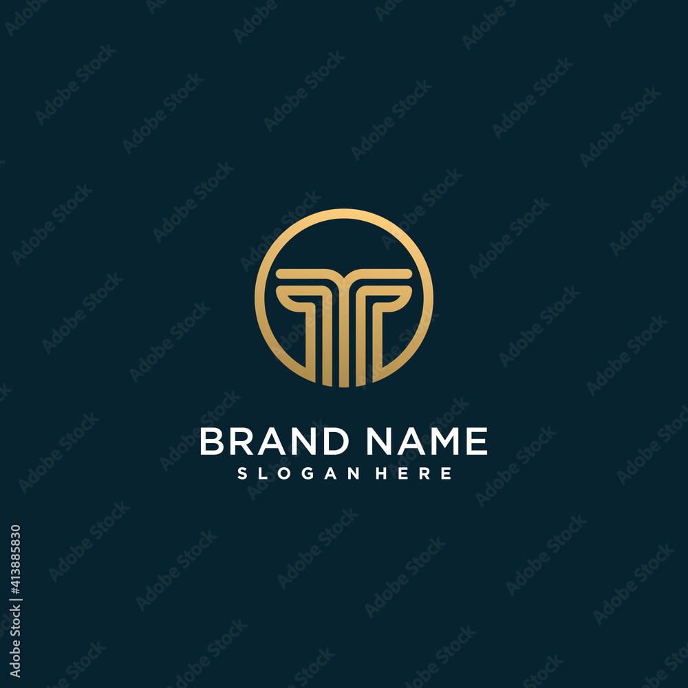 Fototapeta premium letter T logo with golden creative concept for company or person Premium Vector part 2